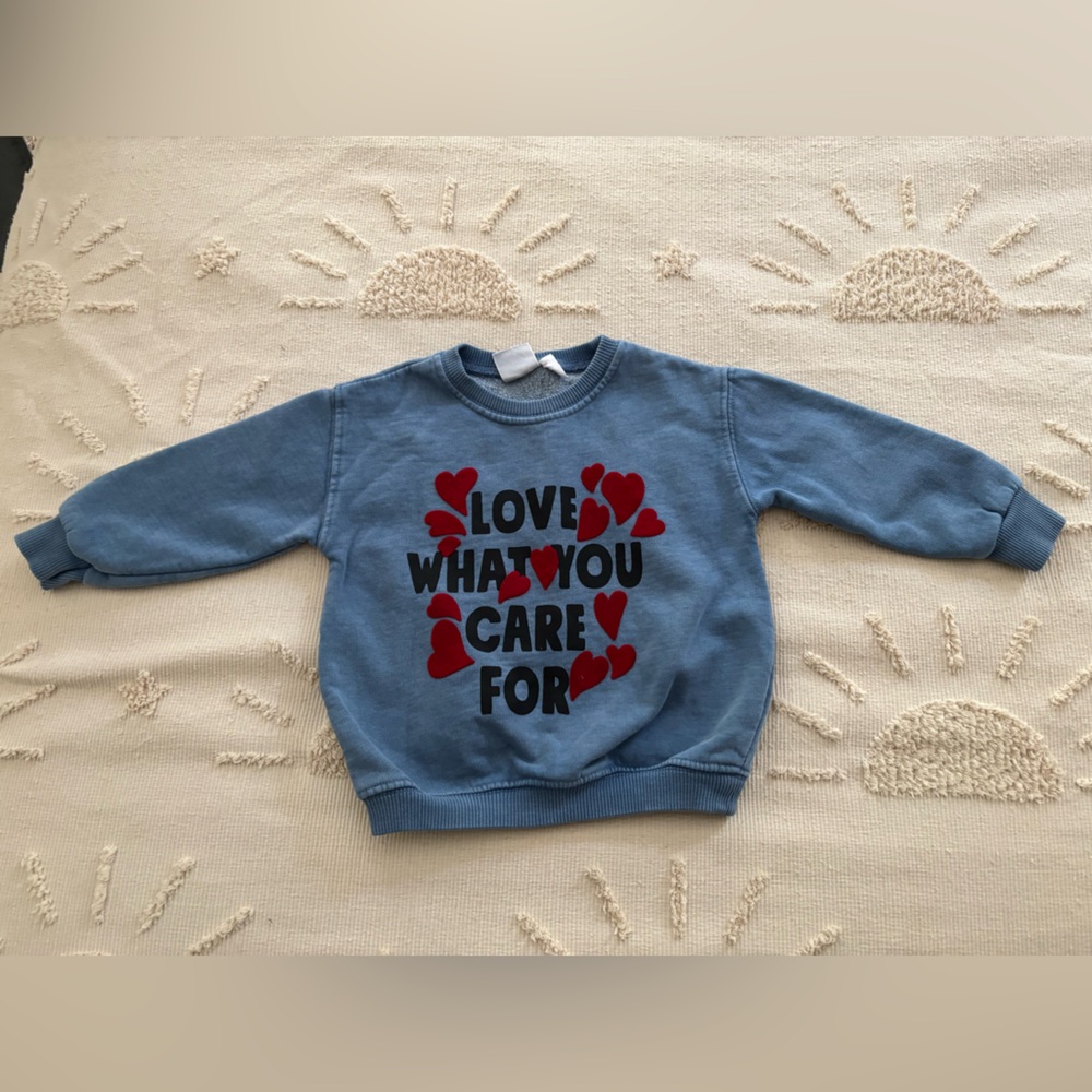 Zara Blue Sweatshirt with Heart Accents